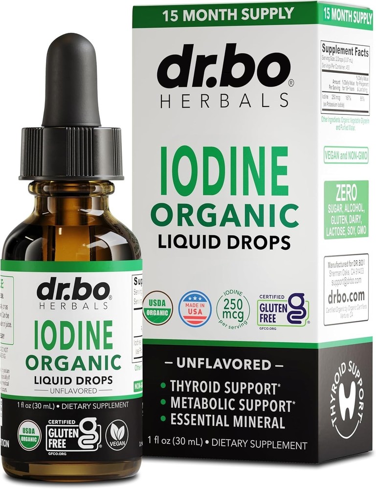 Iodine Liquid Drops Potassium Iodide – 1 Year Supply Pure Clear Organic Iodin…