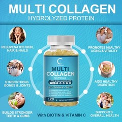1-5x Collagen Peptides Types I, II, III, V, X 2000mg Pills Anti-Aging Skin 60ct