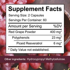 StressXcel Red Grape Extract 400mg and Resveratrol Supplement 120 Veggie Capsule