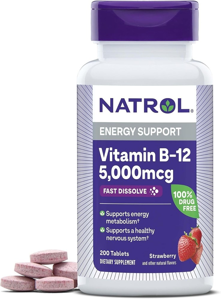 “Natrol Vitamin B-12 Fast Dissolve – Strawberry 5,000 mcg 200 Tabs “