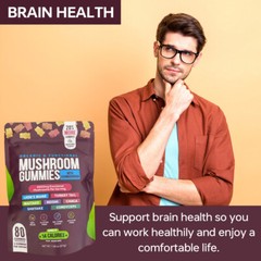 Functional Mushroom Gummies, 2500mg w/Ashwagandha Shiit mix for Focus Immunity
