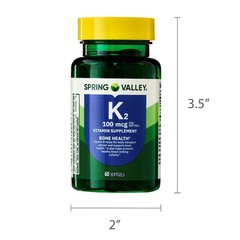 Spring Valley Vitamin K2 Supplement Soft Gel Capsules 100 Mcg 60 Count