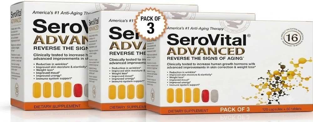 SeroVital Advanced 120 Ct +60 Tablets 30 Day Dietary Supplement ( Pack of 3 )