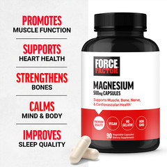 Force Factor Magnesium 500mg, Magnesium Glycinate and Citrate, 90 Capsules