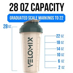 VELOMIX 2 Pack 28 oz Protein Shaker Bottles for Protein Mixes 2x Wire Whisk …