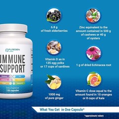 Puregen 6 in 1 Complex Immune Support 120 Capsules with Powerful Blend of Herbs