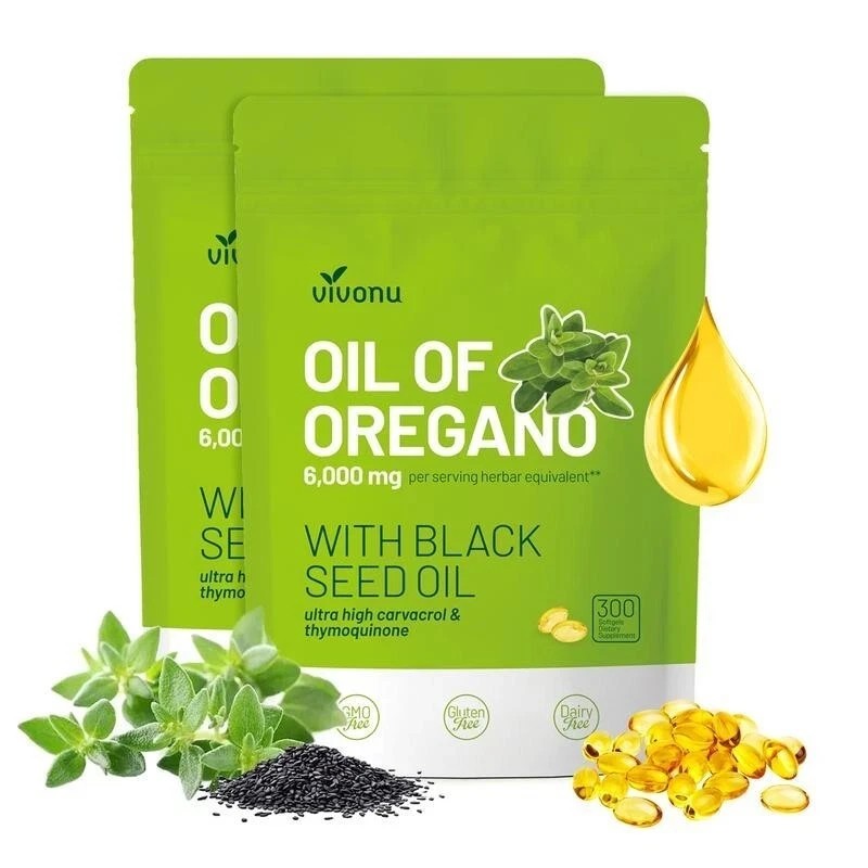 2 PACKS-VivoNu Oil of Oregano Capsules | 6Kmg Oil of Oregano with Black Seed Oil