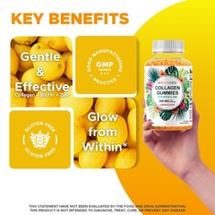Vitamatic Hydrolyzed Collagen Gummies with Vitamin C, Zinc & Biotin -60 Gummies