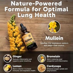 RESPICLEAR All-Natural Mulleinside Drops includes Ginger & Lemon For Lung Cleans