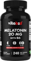 Melatonin 20 Mg – 240 Fast Dissolve Tablets – Drug Free – Natural Berry Flavor –
