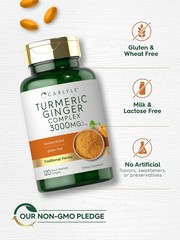 Tumeric Curcumin Max Potency and Ginger Complex 3000 Mg, 120 Softgels by Carlyle
