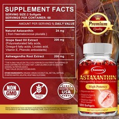 Astaxanthin 24mg Capsules – Powerful Antioxidant – with Ashwagandha Root Extract