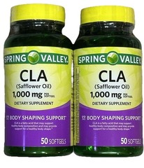 2 Spring Valley CLA Safflower Oil Dietary Supplement 1000 mg 50 count SEE PHOTOS