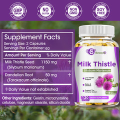 Liver Cleanse & Detox Support Supplement 1150mg Milk Thistle Extract