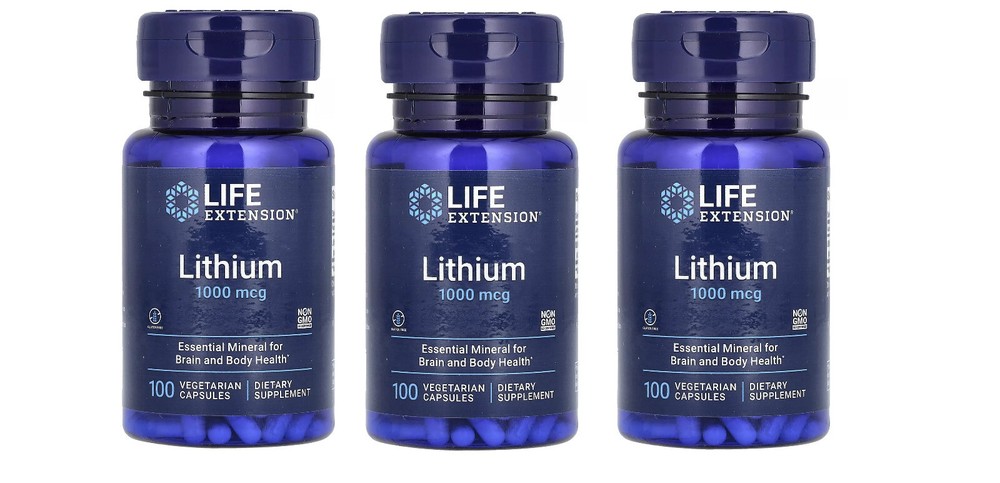 Life Extension Lithium, 1,000 mcg, 100 Vcaps ******3 PACK*******