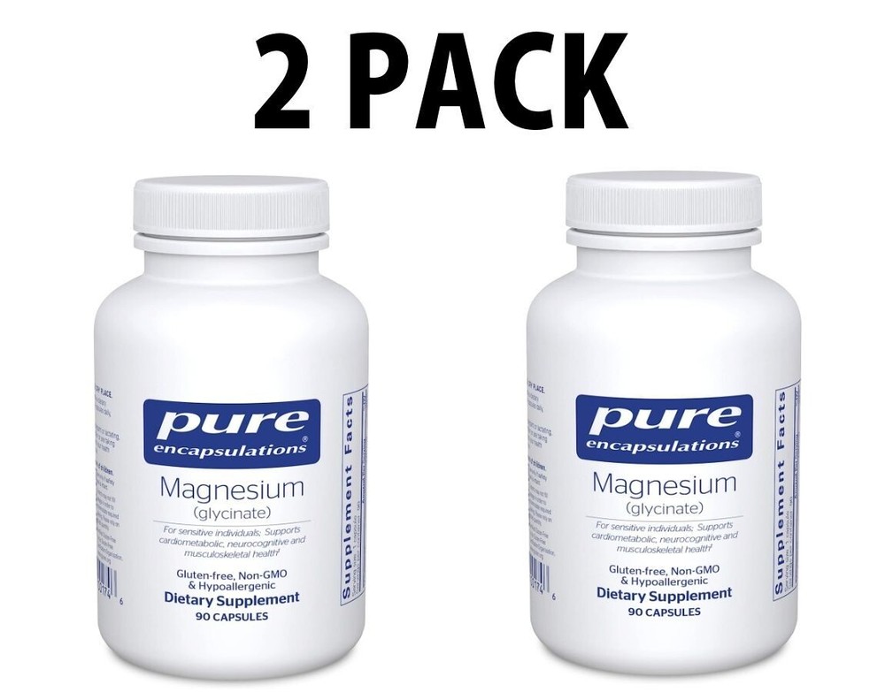 2 PACK, Pure Encapsulations Magnesium Glycinate, 120 mg, 90 capsules