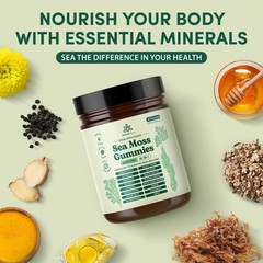 Natural Rems Sea Moss Gummies 16-in-1 – Ashwagandha Black Seed Oil Bladder Wrack
