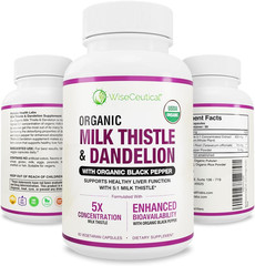 Max Absorption USDA Organic Milk Thistle Potent 5:1 Concentrated Extract (2000Mg