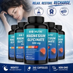 Magnesium Glycinate Capsules 500mg Support Sleep Stress Relief Bone Health Lots