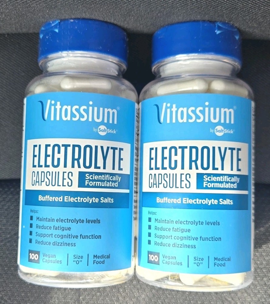 Vitassium SaltStick Electrolyte Capsules 100 Capsules 2 Pack Exp 7/28 New Sealed