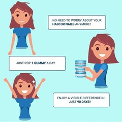 Power Gummies Biotin Hair Gummies Stronger Shinier Hair & Nails 60 Days Pack