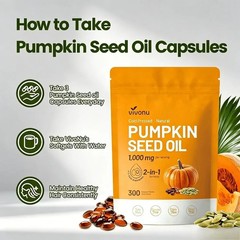 2 PACK Vivonu Cold Pressed Pumpkin Seed Oil, 1000mg,300 Softgels, Free Shipping!