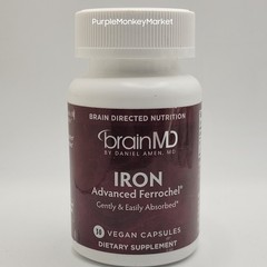 BrainMD IRON – 30 Capsules – Gentle & Easily Absorbed