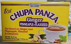 GN+VIDA Chupa Panza Ginger Pineapple Flaxseed Cinnamon Herbal Tea Yellow Box 30