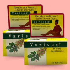 Varisan Herbal-Based Supplement for Leg Comfort and Wellness – 60 Tabs (2-Pack)