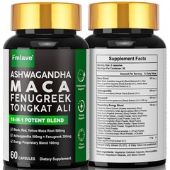 2x Black Maca Root Ashwagandha, Fenugreek Panax Ginseng Male Enhancing 120 caps