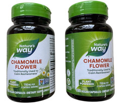 Nature’s Way Chamomile Flower Capsules 2 Pack – 700mg – 2 x 100 Count – Ex: 3/30