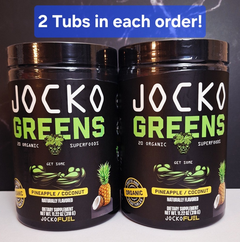 2 Jocko Fuel Greens, Pineapple Coconut, Plant-based Organic, 30 Serv, 02/2027✨️
