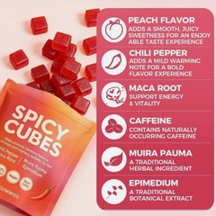 Peach Gummies Spicy Cubes 30 Gummies 1-5 Bag Support for Calm and Relaxation Hot
