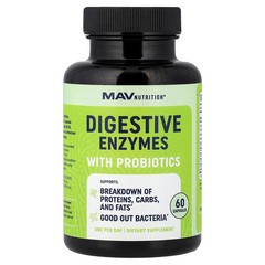 2 X MAV Nutrition, Digestive Enzymes with Probiotics, 60 Capsules