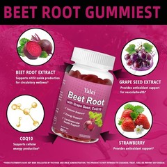 Beet Root Gummies CoQ10 Grape Seed Nitric Oxide Energy Remolacha Coenzima Q10
