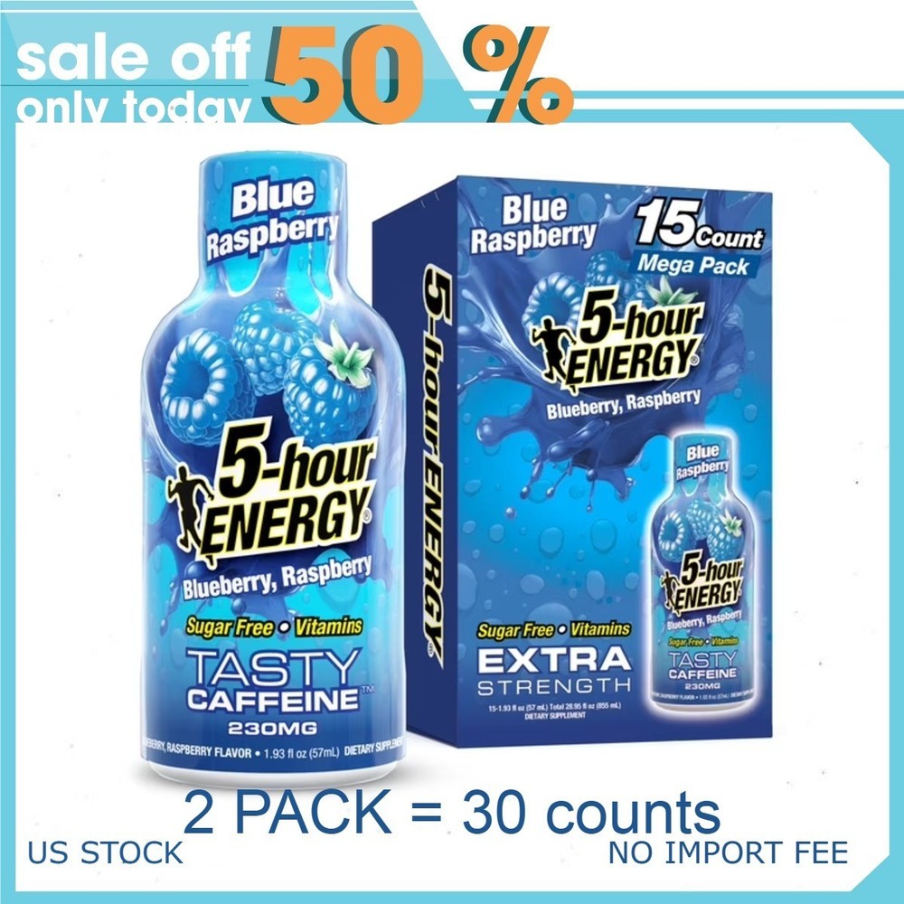 5-hour ENERGY Shot, Extra Strength, Blue Raspberry, 30 Count