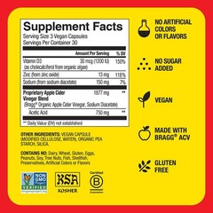 Bragg Apple Cider Vinegar Capsules Vitamin D And Zinc – 90 Capsules – Supports
