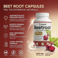 Lemeli Beetroot – 1300mg, Lemeli Beet Root Supplement 60 Capsules （1-5 pack）