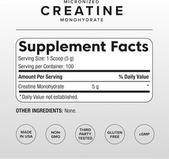 Puregen Labs Micronized Creatine Monohydrate Powder 500g Exp 12/27