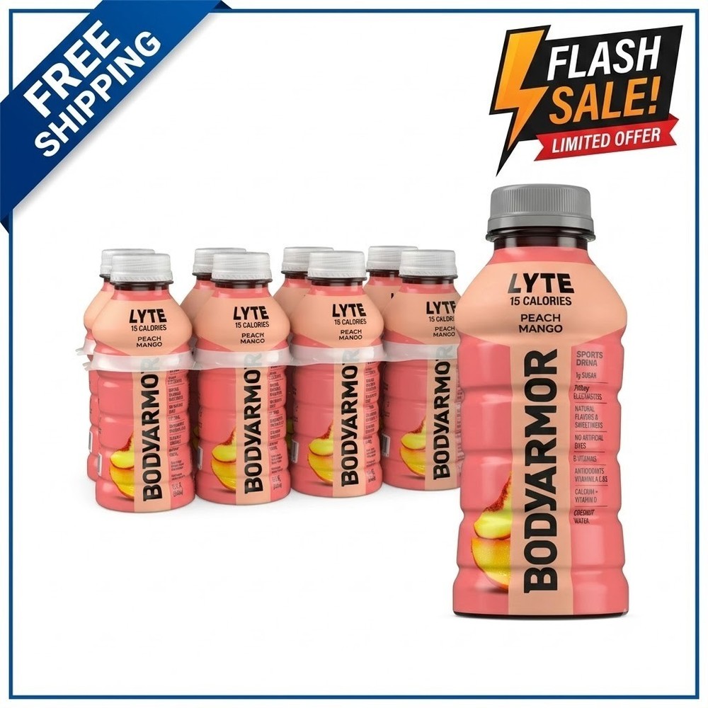 BODYARMOR Lyte peach Mango Electrolyte sports Drink 12 fl oz 8 Pack Bottles…..