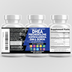 DHEA 200Mg Supplement Pregnenolone 100Mg for Men & Women with DIM Ashwagandha Bo