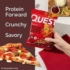 Quest Tortilla Style Protein Chips, 19g Protein, Baked, Pizza Flavor, 1.1oz Bags