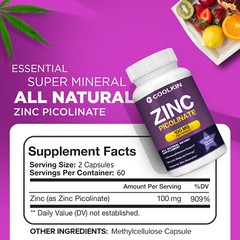 Zinc Picolinate 100mg – High Potency Absorption, Immune System Support & Booster