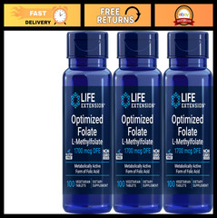 High-Potency Optimized Folate 1700 mcg DFE, 100 Veggie Tablets, 3-Pack