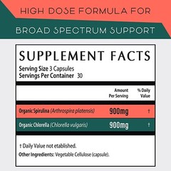 Organic Spirulina and Chlorella Capsules – 90 Capsules