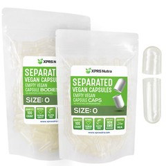 Size 0 Separated Clear Empty Vegan Capsules Veggie Caps Kosher Vegi Pills