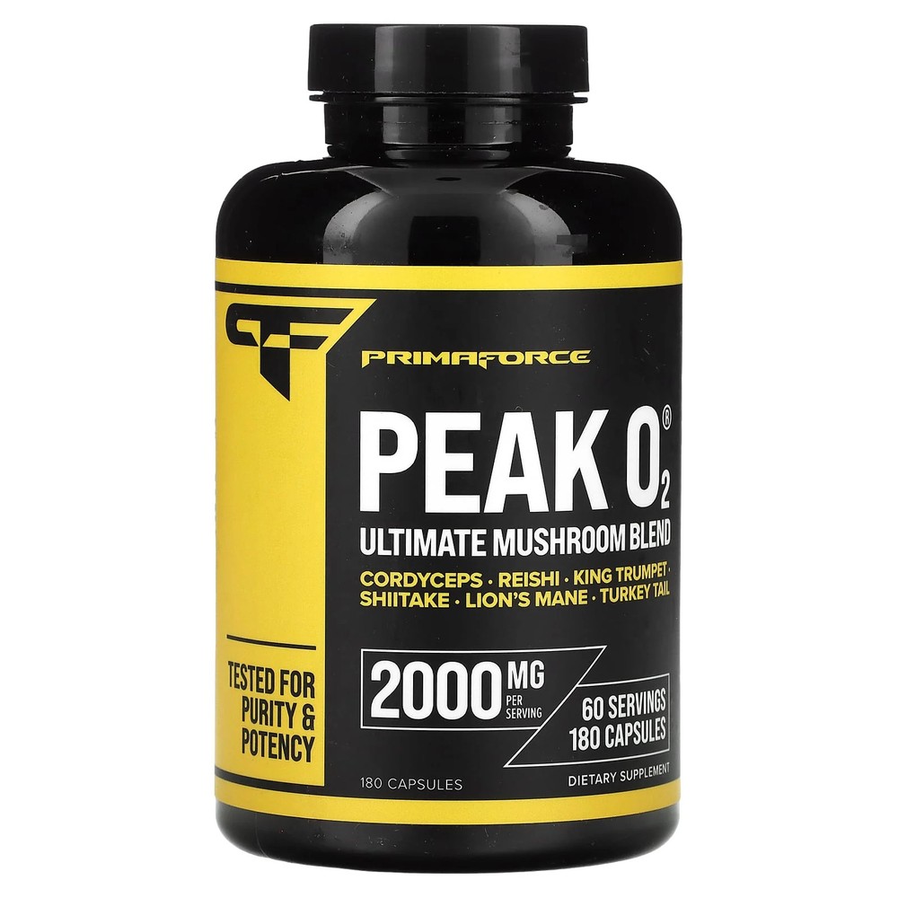 2 X Primaforce, Peak O2, Ultimate Mushroom Blend, 180 Capsules (666 mg per Caps