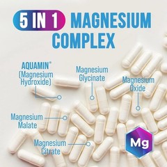Magnesium Complex Supplement 500 mg – 5 in 1 High Absorption Chelated Magnesium