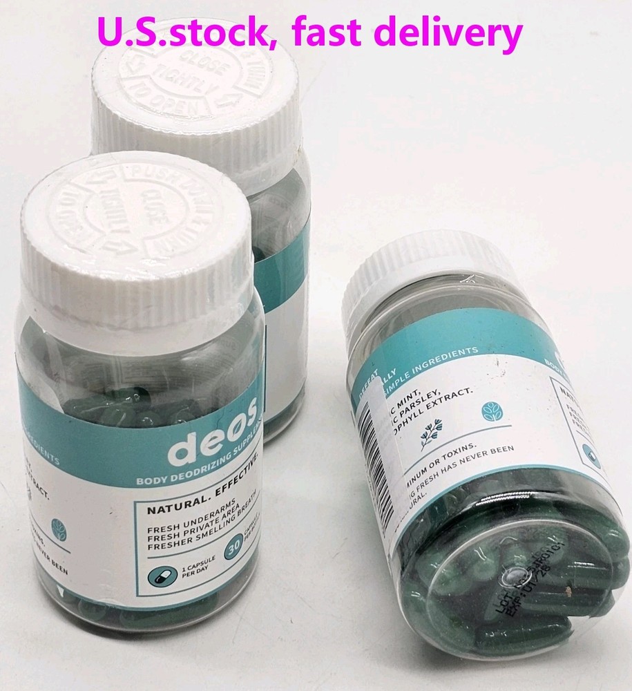 x3 DEOS Internal Deodorant Supplement Full Body Deodorizer 90 Capsules Exp 1/28