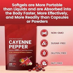 1/2/3pc Softgels Cayenne Pepper Supports Leg Vein, 240 Softge /Bag Supplement
